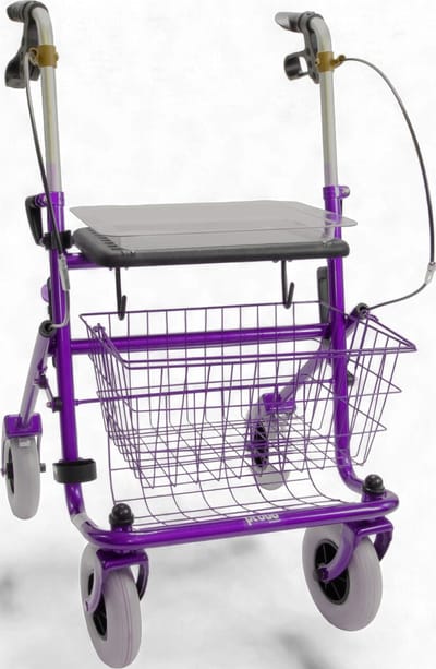 Rollator 43 cm zitbreedte - Premis Provo - Tot 120 kg - In hoogte verstelbaar - Voorzien van verlengde duwbuizen - Metallic Paars