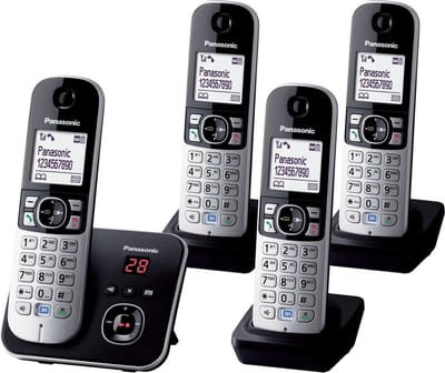 Quattro DECT draadloze telefoon - 4 handsets - antwoordapparaat - zwart - 6824