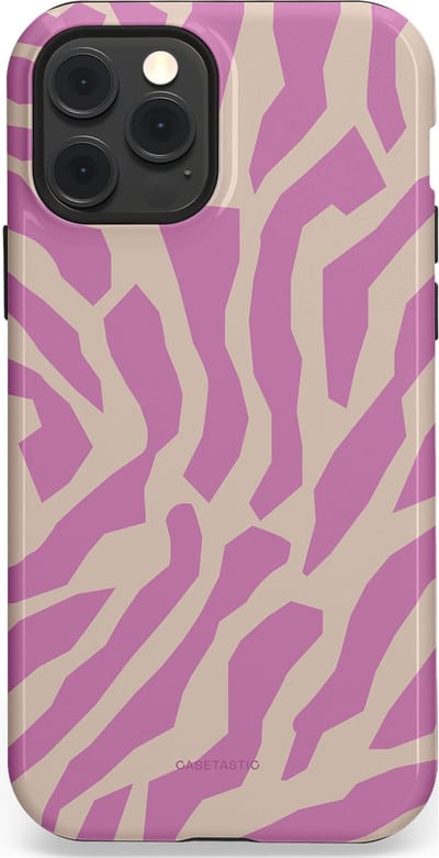Casetastic hoesje geschikt voor Apple iPhone 12 / Apple iPhone 12 Pro - MagSafe - Dubbellaagse bescherming - Zebra Roze Magenta Flow - Fashion Case - Lila Zand