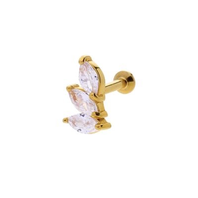 Lucardi - Dames Stalen goldplated traguspiercing met zirkonia - Piercing - Staal - Goudkleurig