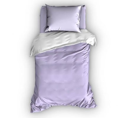 Satin d'Or Reverso Dekbedovertrek - Eenpersoons - 140x200/220 cm - Lila/Wit
