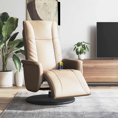 vidaXL - Massagestoel - verstelbaar - met - voetensteun - kunstleer - cappuccino