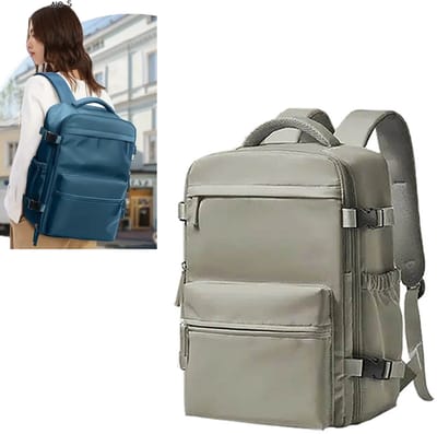 KZQ Vacuüm rugzak handbagage voor vliegtuig waterafstotend taupe compact inpakken zonder extra koffer