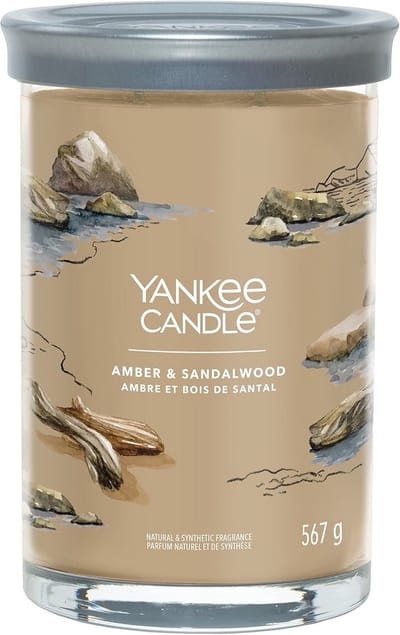 Grote Tumbler Kaars - Amber & Sandelhout Geurkaars met Dubbele Wicks - Soja Wax Blend voor Lange Brand