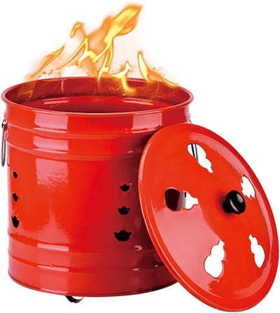 Verbrandingsoven - Vuurkorf Tuin - Afval Verbranden - Roestvrij Staal - 35cm x 35cm - Rood