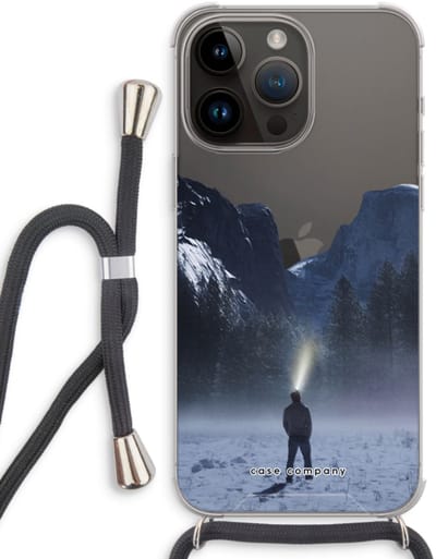 Case Company® - Hoesje met koord geschikt voor iPhone 14 Pro Max hoesje met Koord - Wanderlust - Telefoonhoesje met Zwart Koord - Bescherming aan alle Kanten en Over de Schermrand