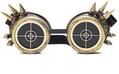 KIMU® Goggles Steampunk Bril Spikes Radar - Brons Montuur - Bronzen Burning Man Halloween Festival