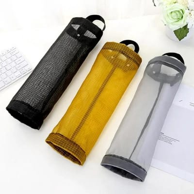3 pièces Organisateur de Sacs Jetables Support Mural Distributeur Rangement Suspendu Sac Poubelle Sac Poubelle Panier à Déchets de Cuisine yellow