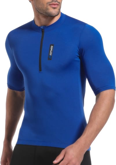 MEETYOO Essential Fietsshirt Heren - Korte Mouwen - Heren Wielrenshirt - Met 3 zakken-Koningsblauw-XXL