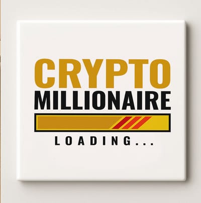 Crypto Miljonair Laden Tegel – 15x15cm Grappige Bitcoin Keramische Wanddecoratie | Perfect Cadeau voor Crypto Handelaren & Investeerders