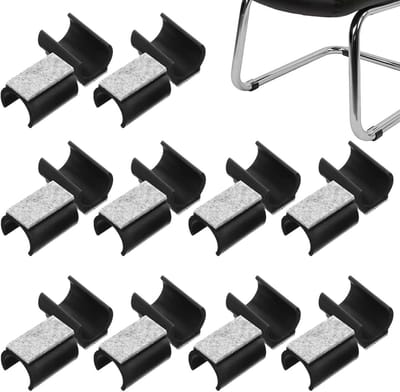Set van 20 Zwarte Rubber Stoelglijders met een Diameter van 25 mm voor Rectangulaire Stoelen - Vilt Caps voor Geluidsreductie en Vloerbescherming in Woonkamer, Balkon en Kantoor
