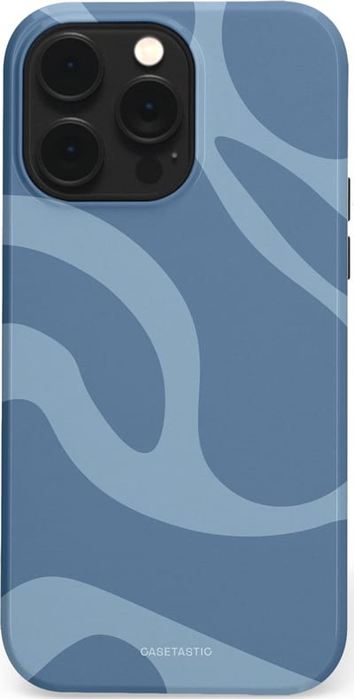 Casetastic hoesje geschikt voor Apple iPhone 14 Pro Max - MagSafe - Dubbellaagse bescherming - Blauwe Water Golven - Fashion Case - Grijs Lichtblauw