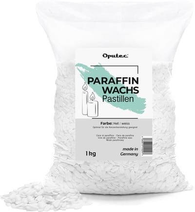 Oputec 1kg paraffinewas pastilles | kaarsenwas wit | gietwas | zelf kaarsen maken | smeltpunt 55–59°C | made in Germany