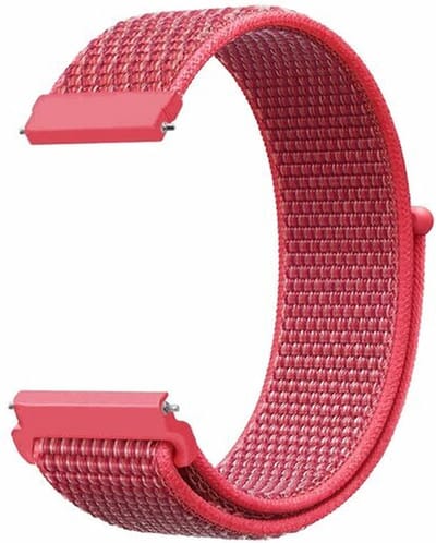 By Qubix - Geschikt voor Garmin bandje - Geschikt voor Garmin Vivomove 3 / HR / Luxe / Sport / Style / Trend - Sport Loop nylon bandje - Donkerroze - Smartwatch bandje 20mm