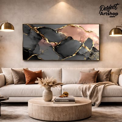 BLUSH & ONYX HARMONY - Wanddecoratie 60x80 cm - Aluminium - Luxe Kunst aan de Muur