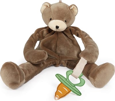 Bunnies By The Bay Knuffeldoekje met speenhouder Cubby de Beer - Speendoekje - Extreem zacht - Klittenband sluiting voor speen - Machine-wasbaar - 25 cm - Beer - Bruin