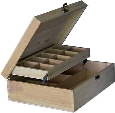 Houten Sieradendoos - Opberger Handwerk - Sieraden Opbergen - 100% Handgemaakt Vakmanschap - 28x22x9 cm - Natuurlijk Hout