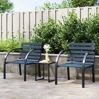 Tuinstoelen Set - Buitenstoelen Stoelen - Ontspannen Buiten - Houten Latten Zitting - Zithoogte 39 cm - Grijs