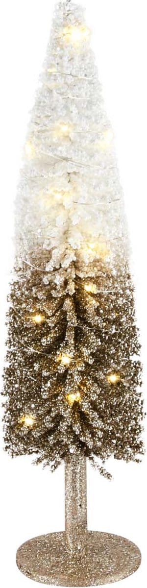 Dekoratief | Deco boom op voet, goud/wit, rotan, LED, 17x17x43cm | A215623