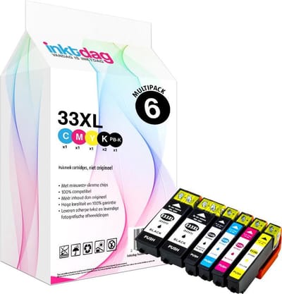 Inktdag inktcartridges voor Epson 33XL multipack, Epson 33 inktcartridge, Epson 33 multipack van 6 kleuren  voor Epson Expression Premium XP-530, XP-540, XP-630, XP-635, XP-640, XP-645, XP-830, XP-900