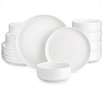 Luxe Serviesset – 18 delig – 6 persoons – Porselein - Bordenset – Dinner platen – Dessertborden - Kommen - Wit