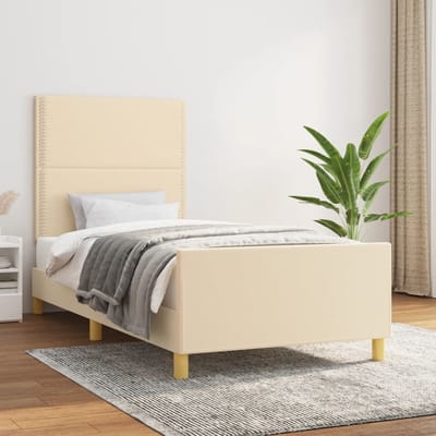 vidaXL - Bedframe - zonder - matras - 90x190 - cm - stof - crèmekleurig