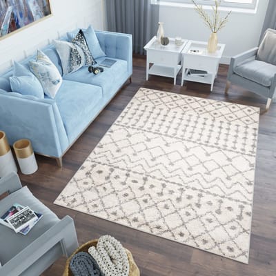 Tapiso Delhi Vloerkleed Ethno Grijs Beige Tapijt Maat- 60x100