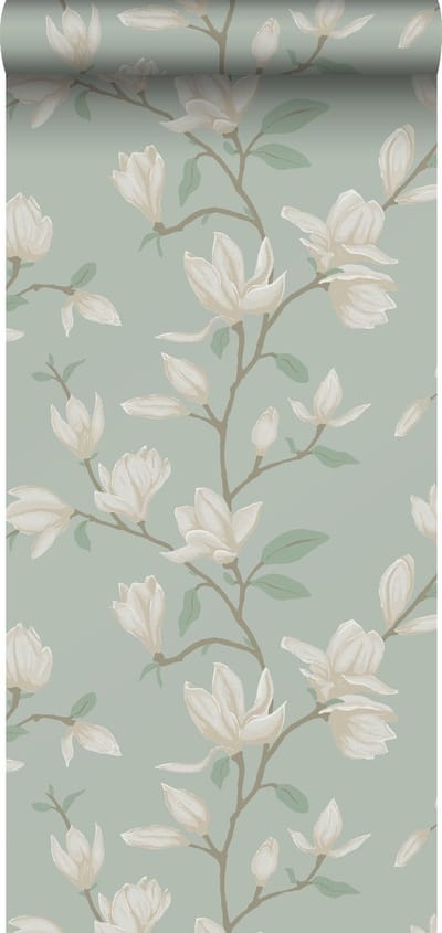 ESTAhome behang magnolia celadon groen - 53 cm x 10.05 m - 139405
