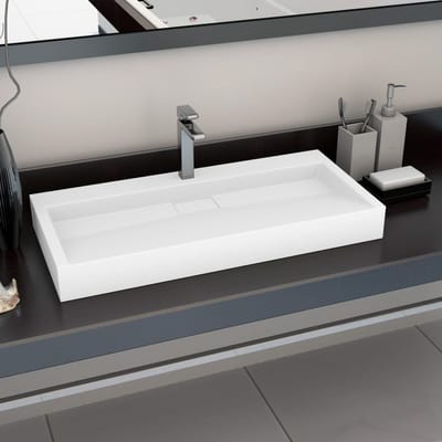 vidaXL - Wastafel - 100x46x11 - cm - mineraal - gegoten/marmer - gegoten - wit