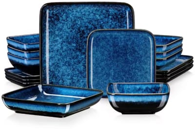 Eminent Bordenset – 4 persoons – 16 delig – Blauw Keramisch – Serviesset – Breakfast Plates