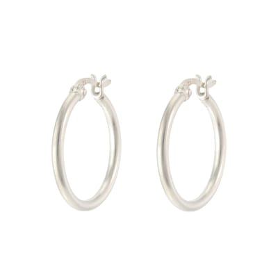 Behave - Oorringen - 925 Sterling Zilver - Ronde buis - 20 mm - hefboomsluiting