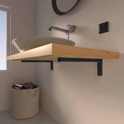 Wastafelhouders Set - Plankconsoles Steunen - Zware Lasten Dragen - Gelakte Afwerking - 45 cm Lengte - Zwart