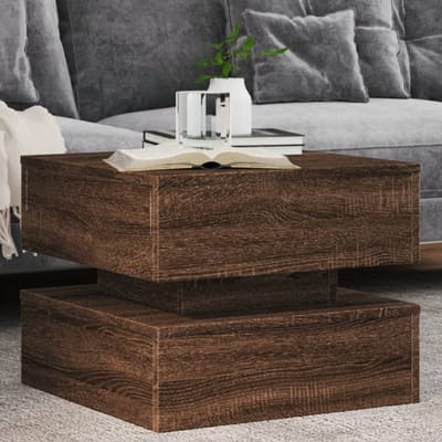 vidaXL - Salontafel - met - LED-verlichting - 50x50x40 - cm - bruin - eikenkleur