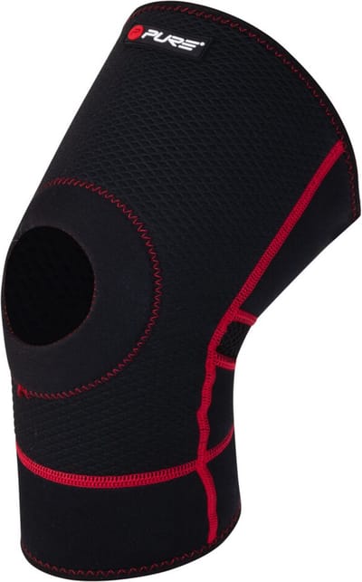 Pure 2 Improve Knie Brace met Patella opening Neopreen - Zwart/Rood - Unisex - Maat S