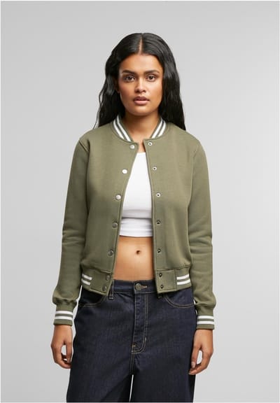 Urban Classics - Sweat College jacket - 3XL - Olijfgroen/Olijfgroen