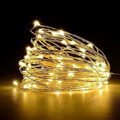 TOVBMUP Lichtsnoer - Koperdraad lichtsnoer - 300 LED-lampjes - Batterijgevoed - Geschikt voor binnen- en buitenverlichting, bruiloftsdecoraties, feesten, kerstboomversiering - Warm wit licht
