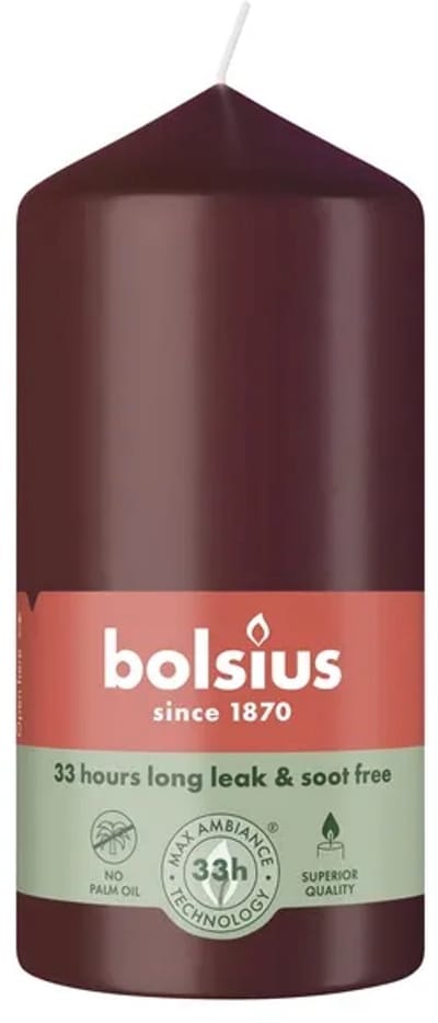 Bolsius Stompkaars Velvet Red Ø58 x 120 mm – 33 Branduren – 6 Stuks – Donkerrode Sfeerkaarsen