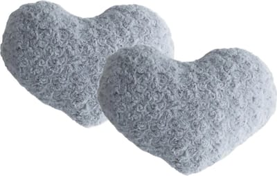 Atmosphera pluche bank kussen hartje vorm - 2x stuks - grijs - 28 x 36 cm - Sierkussens - voor binnen