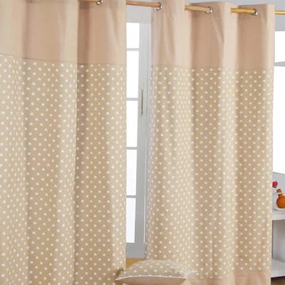 Homescapes gordijnen met oogjes sterren beige set van 2 100% katoen, 137 x 117 cm