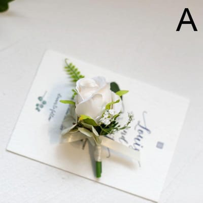 Boutonnière de Marié Épingle Homme Costume Corsage Boutonnière Mariage Fleur Poignet Fête Décoration Mariage Fleurs Roses en Soie Artificielle