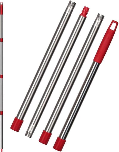 Dweil Handvat - Vervangende steel - Vloeren Reinigen - Verstelbaar 4-delig - Tot 146cm - Blauw