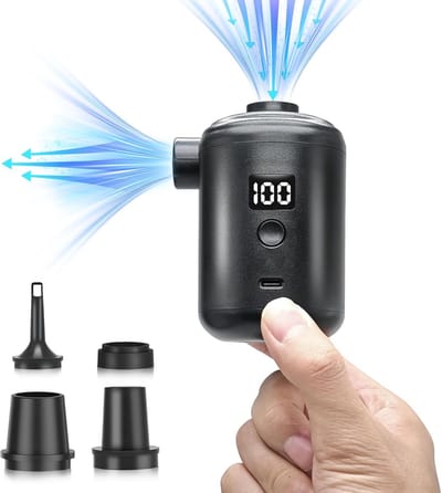 USB-oplaadbare elektrische luchtpomp voor luchtbedden en zwemringen - 3600 mAh, 280 l/min, compact en draagbaar