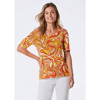 Gedessineerd shirt - oranje / gedess. - Gr. 20 van Goldner Fashion