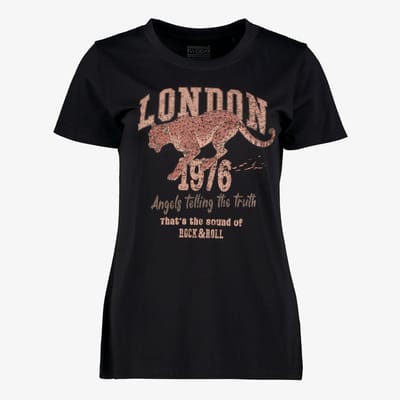 TwoDay dames T-shirt met opdruk zwart - Maat S
