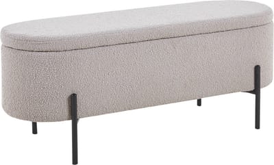 Opbergbank Lieke Taupe - Bouclé - Breedte 110 cm - Diepte 40 cm - Hoogte 44 cm