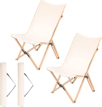 Campingstoelen Opvouwbaar - Strandstoelen Vlinderstoel - Buiten Ontspannen - Lichtgewicht Bamboe Frame - 350 lbs Capaciteit - Beige