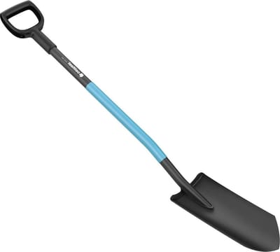 IPRO Gardener-afvoerspade - geharde geslepen kop - veerboring staal - ergonomische as - SafeTouch - 1290 mm lengte - 19 kg gewicht