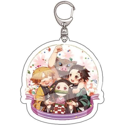 Anime Demon Slayer Acryl Sleutelhanger Tanjiro Kamado Nezuko Zenitsu Agatsuma Inosuke Hashibira Hanger Bedel 4 STuks Verzameling Mooi Cadeau 55mm beige