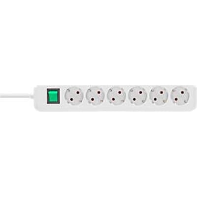Brennenstuhl Eco-Line contactdoosstrook 6-voudig, 1,5 m kabel, 45° opstelling, verhoogde aanrakingsbeveiliging, L 360 x B 90 x D 65 mm, wit