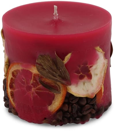 Potpourri geurkaars aardbei bordeaux met een zachte noot van sinasappel en koffie - 9x9x9 cm handgemaakte geurkaars
